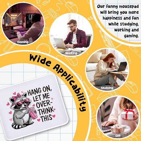 هدايا لوحة ماوس راكون مضحكة - دعني أفكر في هذا - لوحة ماوس غير قابلة للانزلاق مع حافة مخيطة - حصيرة ماوس مستطيلة لألعاب الكمبيوتر المحمول - هدايا ساخرة للزملاء والرئيس والصديق in Kuwait