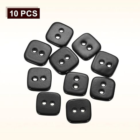 HARFINGTON 10 قطع أزرار صدفية 11 ملم 2 فتحة أزرار مربعة إكسسوارات الخياطة اليدوية لسكرابوكينغ سترة معطف قميص فساتين الزفاف، أسود in Saudi Arabia