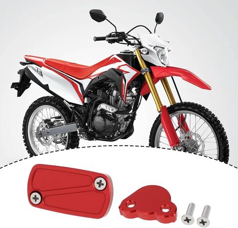 مجموعة واحدة من غطاء غطاء خزان الفرامل الأمامية والخلفية متوافق مع Honda CRF 150 R/RB 2007-2024 أحمر in Kuwait
