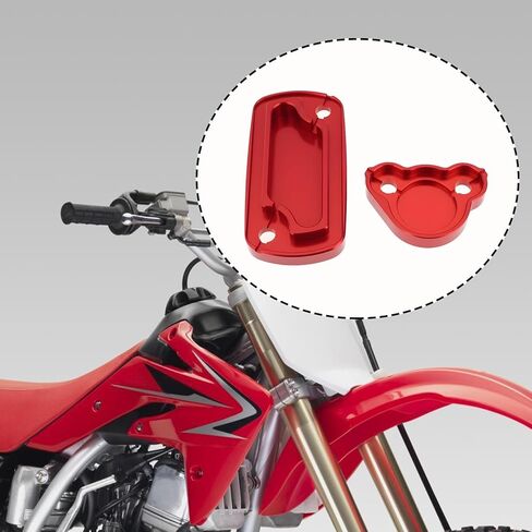 مجموعة واحدة من غطاء غطاء خزان الفرامل الأمامية والخلفية متوافق مع Honda CRF 150 R/RB 2007-2024 أحمر in Kuwait