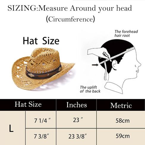 Faux Raffia Straw Western Cowboy Cowgirl Hat for Women or Ladies - Cute Wide Brim Decorative Bands in Kuwait