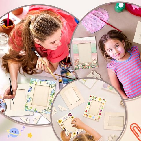 جيلين 50 حزمة DIY إطارات الصور الخشبية للحرف اليدوية لصور 4 × 6 بوصة غير مكتملة إطارات الصور الخشبية الصلبة لصياغة اللوحة DIY عيد ميلاد الزفاف عيد ميلاد (مستطيل) in Kuwait