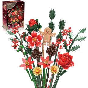 Christmas Flowers Bouquet Building Set, Xmas Botanical Collection Compatible with Lego Flowers for Home Living Room Christmas Decor, Xmas Gift for Grandkids & Teens, 865 PCS in Saudi Arabia