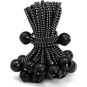 حبال بنجي الكرة 8 بوصة - 50 حزمة حبل بنجي مع الكرات - حبال بنجي قماش القنب مع كرات لقماش القنب، والتخييم، والمظلة، والخطوط الثابتة والخراطيم - كرات بنجي مقاومة للأشعة فوق البنفسجية in Kuwait