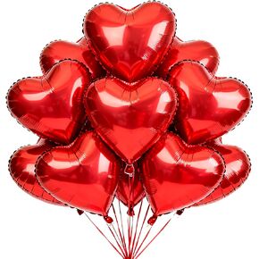 Red Heart Balloons 18Pcs 18 Inch Heart Shaped Foil Balloons for Valentine's Day Wedding Bridal Shower Anniversary Engagement Party Supplies in Saudi Arabia