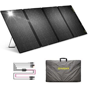 شاحن لوحة شمسية محمول قابل للطي بقدرة 120 وات من SunJack مع مسند، MC4/PD60 USB-C/USB-A، ETFE أحادي البلورية، شاحن شمسي مقاوم للماء للتخييم، RV، محطة الطاقة، المولد، خارج الشبكة، الطوارئ in Kuwait