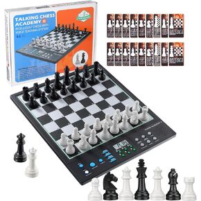 Advanced Electronic Chess Board, Smart Computer Chess Set, AI Voice Coach Learning for Kids, ELO 2200+ for Improving Players, Magnetic Large Pieces & Board Perfect for Adults, LCD Display(Black) in Saudi Arabia