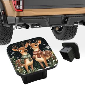 Xmas Deers Trailer Hitch Cover,Elk in Snow Hitch Cover Fits for 2 Inch,Square Tube Cap Rubber Plug Insert for Cars Suvs Trucks in Saudi Arabia