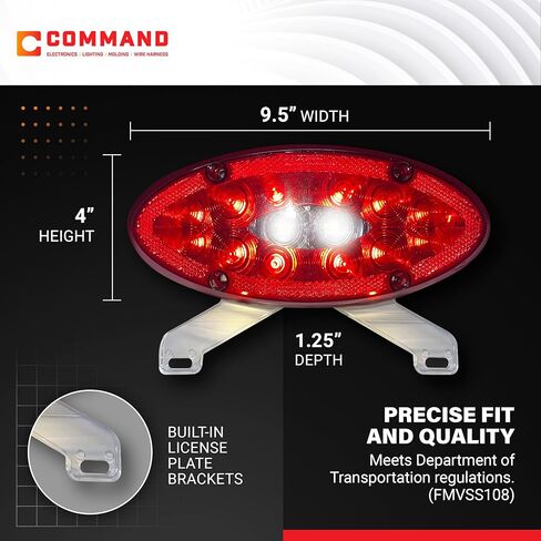 Command Electronics OEM 12V LED TV/Trailer Sealed Elliptical Tail Light with Backup Utility – 1-Pack in Saudi Arabia