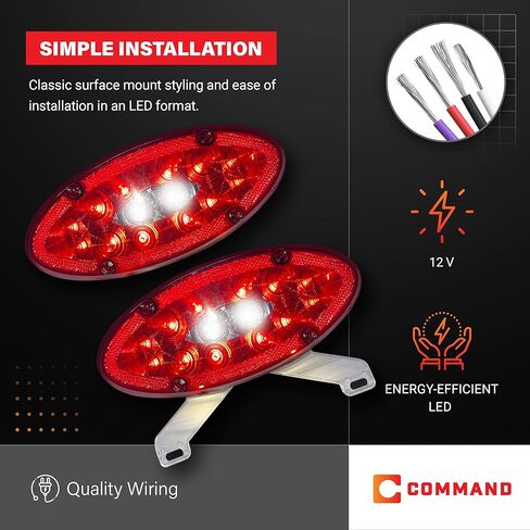 Command Electronics OEM 12V LED TV/Trailer Sealed Elliptical Tail Light with Backup Utility – 1-Pack in Kuwait