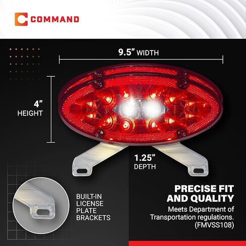 Command Electronics OEM 12V LED TV/Trailer Sealed Elliptical Tail Light with Backup Utility – 1-Pack in Kuwait