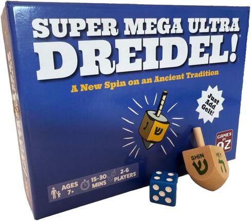 لعبة Super Mega Ultra Dreidel - تضيف لعبة الورق لمسة جديدة على التقليد القديم - متعة العطلة العائلية لعدد 2-6 لاعبين بعمر 7 سنوات فما فوق in Saudi Arabia