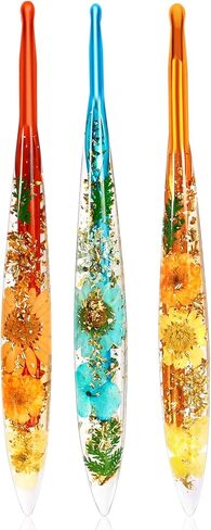 مجموعة خطافات كروشيه مريحة من KOKNIT - 3 أحجام مع مقابض من الراتنج الزهري لالتهاب المفاصل والمبتدئين، قبضة مريحة لآلام اليد، تصميم مقبض ناعم ممتد (متعدد الألوان، 5-5.5-6 مم) in Kuwait