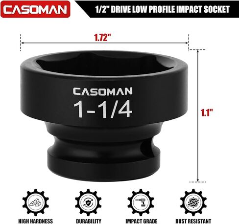 CASOMAN 1/2" Drive 1-3/16" Stubby Impact Socket Set, 6-Point, 1.1" Length, CR-MO, SAE in Saudi Arabia