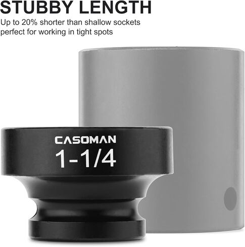 CASOMAN 1/2" Drive 1-3/16" Stubby Impact Socket Set, 6-Point, 1.1" Length, CR-MO, SAE in Saudi Arabia