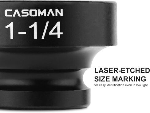 CASOMAN 1/2" Drive 1-3/16" Stubby Impact Socket Set, 6-Point, 1.1" Length, CR-MO, SAE in Saudi Arabia