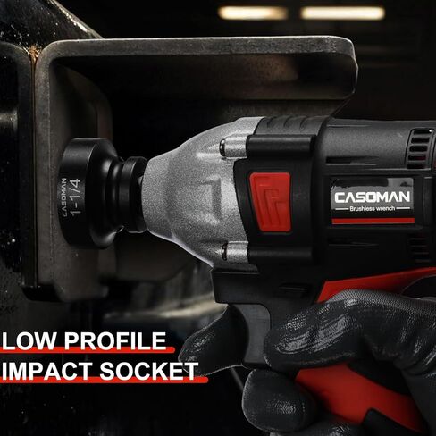 CASOMAN 1/2" Drive 1-3/16" Stubby Impact Socket Set, 6-Point, 1.1" Length, CR-MO, SAE in Saudi Arabia