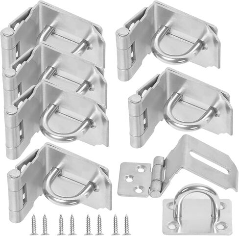 2 PCS 4 Inch 90 Degree Padlock Hasp, KINJOEK Stainless Steel Security Door Clasp Hasp Lock Latch, 2mm Extra Thick Door Gate Bolt Lock with 16 Mounting Screws in Kuwait