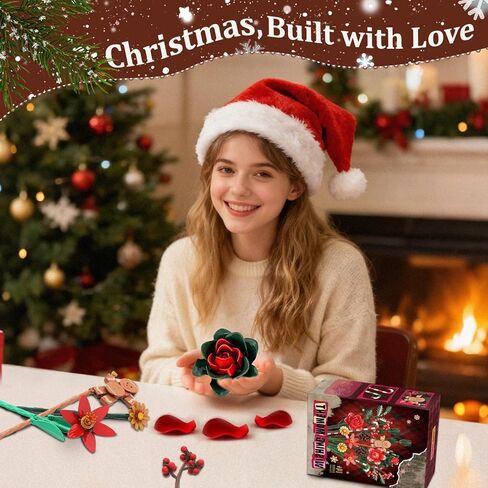 Christmas Flowers Bouquet Building Set, Xmas Botanical Collection Compatible with Lego Flowers for Home Living Room Christmas Decor, Xmas Gift for Grandkids & Teens, 865 PCS in Saudi Arabia
