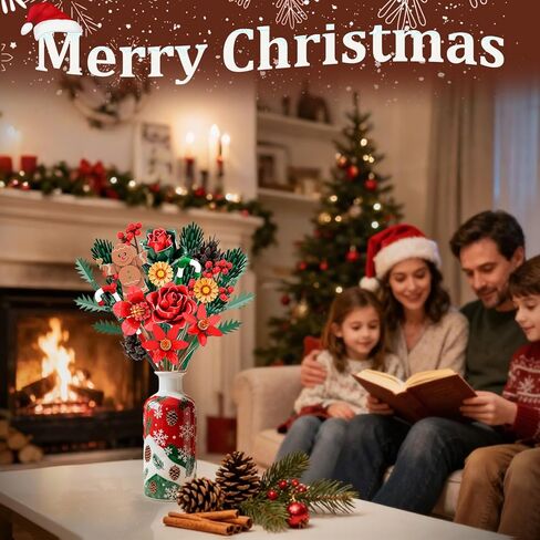 Christmas Flowers Bouquet Building Set, Xmas Botanical Collection Compatible with Lego Flowers for Home Living Room Christmas Decor, Xmas Gift for Grandkids & Teens, 865 PCS in Saudi Arabia