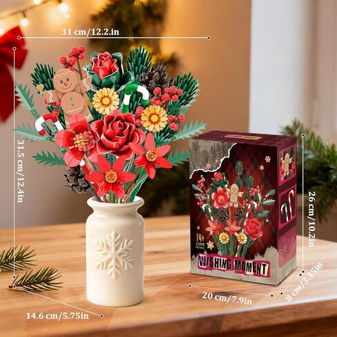 Christmas Flowers Bouquet Building Set, Xmas Botanical Collection Compatible with Lego Flowers for Home Living Room Christmas Decor, Xmas Gift for Grandkids & Teens, 865 PCS in Saudi Arabia