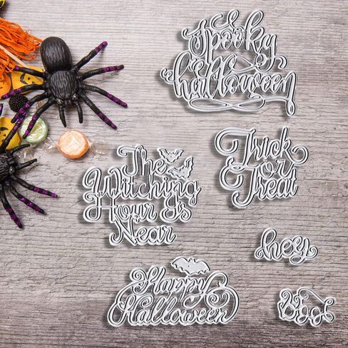 Halloween Words Die Cuts for Card Making and Scrapbooking, Trick or Treat Words Cutting Dies Metal Template Molds, Bats Die Cuts for DIY Photo Album Paper Embossing Card Making Decoration in Saudi Arabia