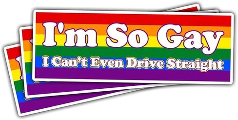 3Pcs I'm So Gay I Can't Even Drive Straight Vinyl Sticker, I'm So Gay Sticker, Rainbow LGBT Stickers, LGBT Flag Pride Bumper Decal- Stickers for Laptop Water Bottle Phone Hard Hat 3" (Normal, 3in) in Saudi Arabia