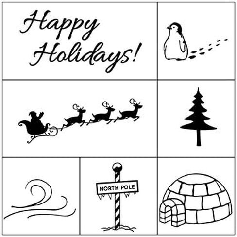 ExcelMark Holiday Engraved Wood Rubber Stamp Set - 7 Pieces in Saudi Arabia