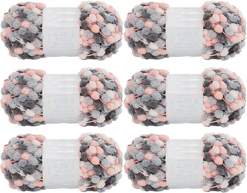 6 كرات خيوط Pomp-A-Doodle، 100% بوليستر جيلي فول صغيرة POM-POM كرات غزل للكروشيه الحياكة بطانية عش الحيوانات الأليفة 600 جم (Island Love، L) in Kuwait