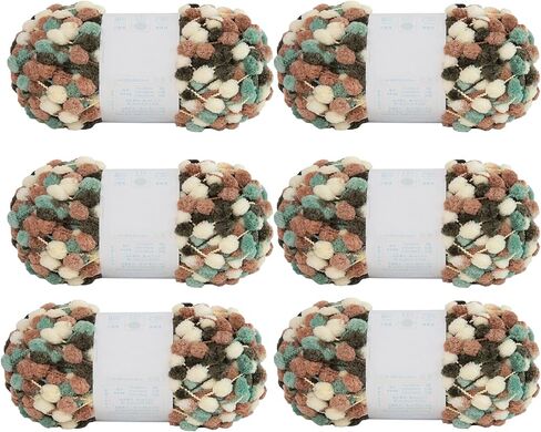 6 كرات خيوط Pomp-A-Doodle، 100% بوليستر جيلي فول صغيرة POM-POM كرات غزل للكروشيه الحياكة بطانية عش الحيوانات الأليفة 600 جم (Island Love، L) in Kuwait