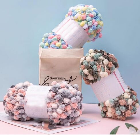 6 كرات خيوط Pomp-A-Doodle، 100% بوليستر جيلي فول صغيرة POM-POM كرات غزل للكروشيه الحياكة بطانية عش الحيوانات الأليفة 600 جم (Island Love، L) in Kuwait