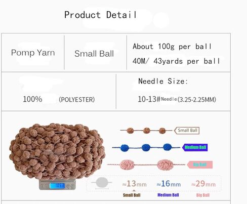 6 كرات خيوط Pomp-A-Doodle، 100% بوليستر جيلي فول صغيرة POM-POM كرات غزل للكروشيه الحياكة بطانية عش الحيوانات الأليفة 600 جم (Island Love، L) in Kuwait