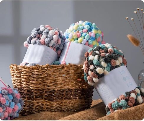 6 كرات خيوط Pomp-A-Doodle، 100% بوليستر جيلي فول صغيرة POM-POM كرات غزل للكروشيه الحياكة بطانية عش الحيوانات الأليفة 600 جم (Island Love، L) in Kuwait