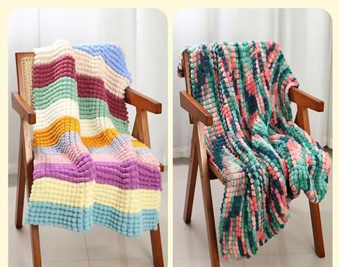 6 كرات خيوط Pomp-A-Doodle، 100% بوليستر جيلي فول صغيرة POM-POM كرات غزل للكروشيه الحياكة بطانية عش الحيوانات الأليفة 600 جم (Island Love، L) in Kuwait