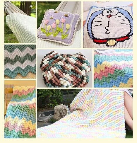 6 كرات خيوط Pomp-A-Doodle، 100% بوليستر جيلي فول صغيرة POM-POM كرات غزل للكروشيه الحياكة بطانية عش الحيوانات الأليفة 600 جم (Island Love، L) in Kuwait