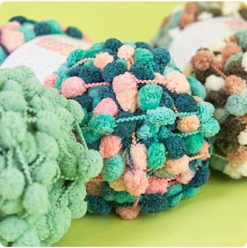 6 كرات خيوط Pomp-A-Doodle، 100% بوليستر جيلي فول صغيرة POM-POM كرات غزل للكروشيه الحياكة بطانية عش الحيوانات الأليفة 600 جم (Island Love، L) in Kuwait