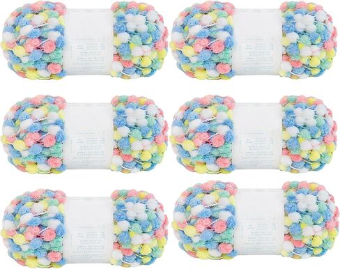 6 كرات خيوط Pomp-A-Doodle، 100% بوليستر جيلي فول صغيرة POM-POM كرات غزل للكروشيه الحياكة بطانية عش الحيوانات الأليفة 600 جم (Island Love، L) in Kuwait