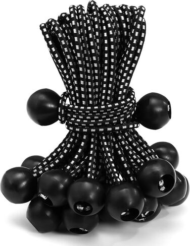 حبال بنجي الكرة 8 بوصة - 50 حزمة حبل بنجي مع الكرات - حبال بنجي قماش القنب مع كرات لقماش القنب، والتخييم، والمظلة، والخطوط الثابتة والخراطيم - كرات بنجي مقاومة للأشعة فوق البنفسجية in Kuwait