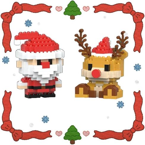 Santa Claus Design Building Blocks Set, 2 Pack Christmas Theme Building Blocks Ornaments, Mini Building Figures, DIY Stocking Stuffers, Xmas New Year Birthday Gifts in Saudi Arabia