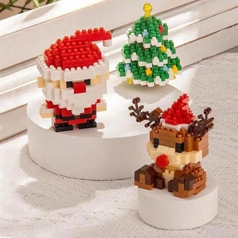 Santa Claus Design Building Blocks Set, 2 Pack Christmas Theme Building Blocks Ornaments, Mini Building Figures, DIY Stocking Stuffers, Xmas New Year Birthday Gifts in Saudi Arabia
