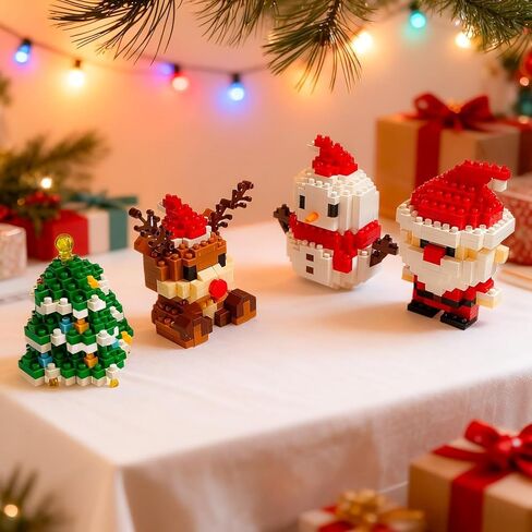 Santa Claus Design Building Blocks Set, 2 Pack Christmas Theme Building Blocks Ornaments, Mini Building Figures, DIY Stocking Stuffers, Xmas New Year Birthday Gifts in Saudi Arabia