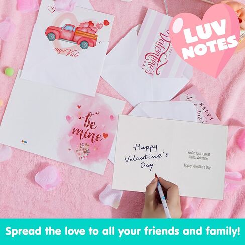 JOYIN Set of 72 Valentine's Day Cards with Envelopes, Pink Greeting Card for Hearts Day, Kids Classroom Exchange, Wedding Cards, Valentines Party Favor, 6 Designs in Saudi Arabia