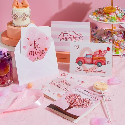 JOYIN Set of 72 Valentine's Day Cards with Envelopes, Pink Greeting Card for Hearts Day, Kids Classroom Exchange, Wedding Cards, Valentines Party Favor, 6 Designs in Saudi Arabia