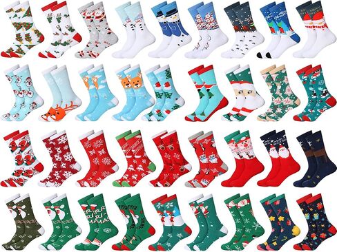 Handepo 36 Pairs Christmas Crew Socks Bulk Christmas Socks Soft Cotton Christmas Socks Set Warm Women Funny Xmas Socks (Fresh Style) in Saudi Arabia