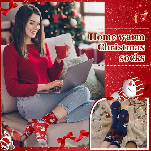 Handepo 36 Pairs Christmas Crew Socks Bulk Christmas Socks Soft Cotton Christmas Socks Set Warm Women Funny Xmas Socks (Fresh Style) in Saudi Arabia