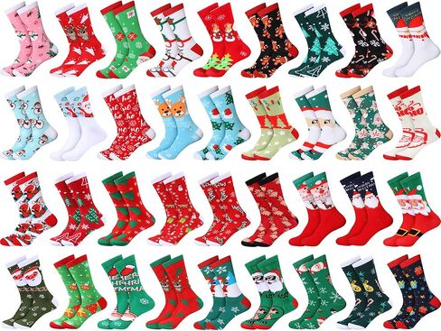 Handepo 36 Pairs Christmas Crew Socks Bulk Christmas Socks Soft Cotton Christmas Socks Set Warm Women Funny Xmas Socks (Fresh Style) in Saudi Arabia