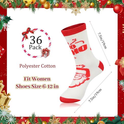 Handepo 36 Pairs Christmas Crew Socks Bulk Christmas Socks Soft Cotton Christmas Socks Set Warm Women Funny Xmas Socks (Fresh Style) in Saudi Arabia