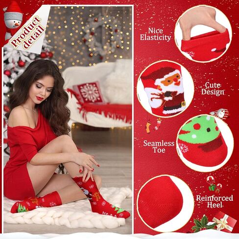 Handepo 36 Pairs Christmas Crew Socks Bulk Christmas Socks Soft Cotton Christmas Socks Set Warm Women Funny Xmas Socks (Fresh Style) in Saudi Arabia