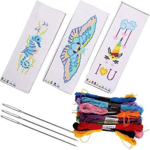 3Sets DIY Embroidery Bookmarks Kit Cross-Stitch Bookmarks Materials with Butterfly Seahorse and Cloud Designs for Crafting and Sewing Enthusiasts in Saudi Arabia