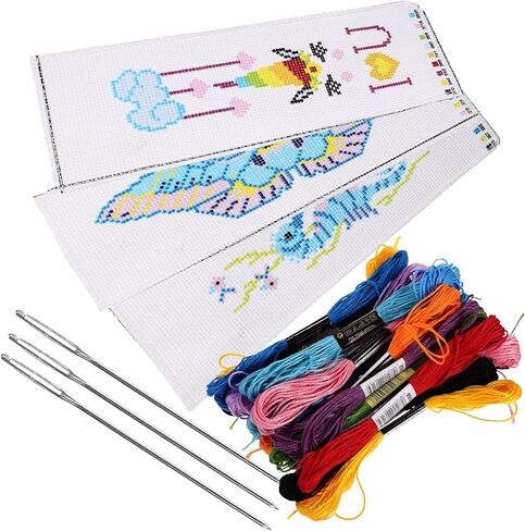 3Sets DIY Embroidery Bookmarks Kit Cross-Stitch Bookmarks Materials with Butterfly Seahorse and Cloud Designs for Crafting and Sewing Enthusiasts in Saudi Arabia